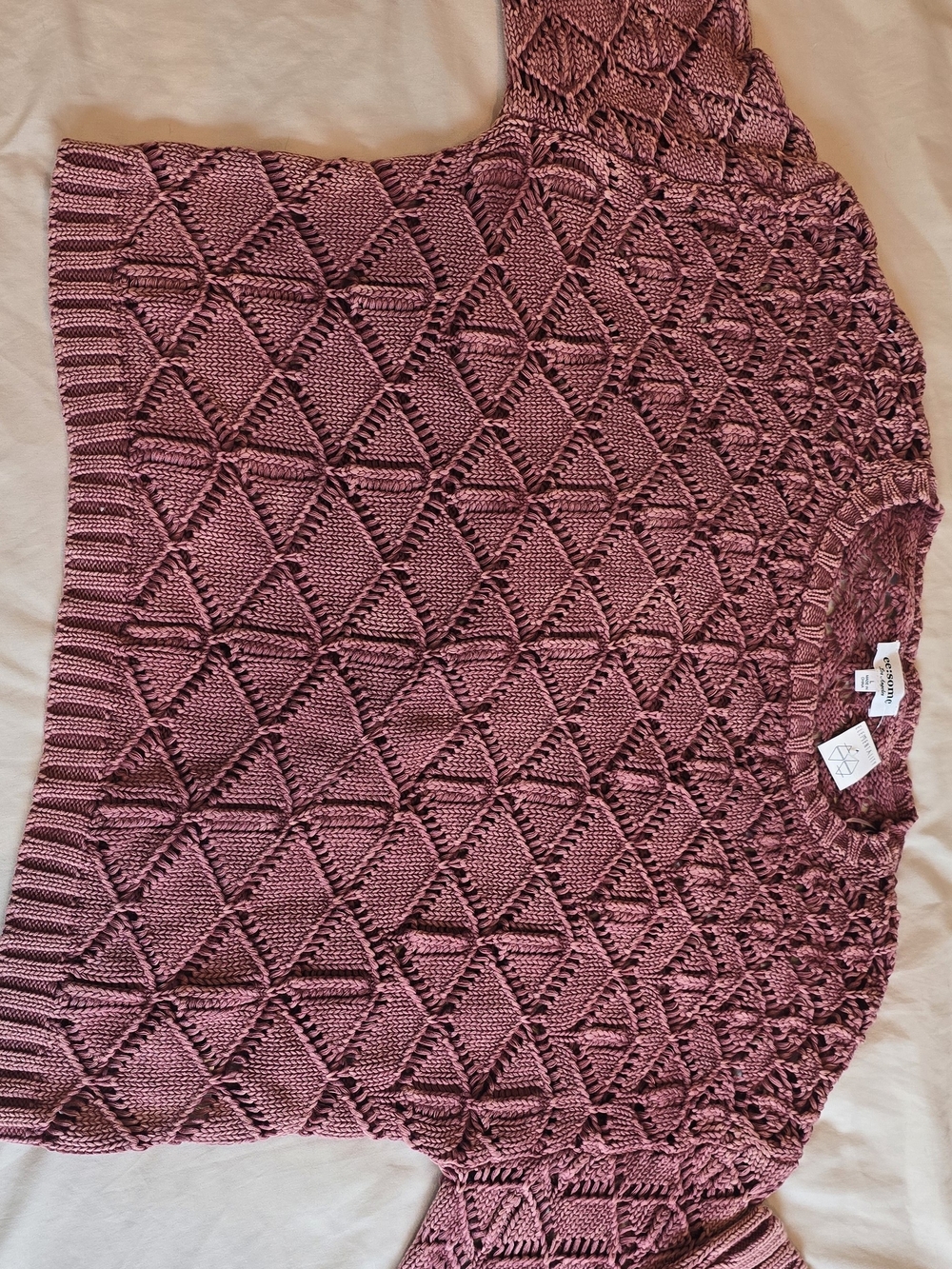 Element Mauve Pink Diamond-Knit Crew Sweater